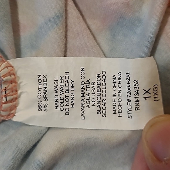 Ambiance Womens Plus Tye Dye Light Blue Pink Red Orange Yellow 95% Cotton SZ 1X - Picture 7 of 7